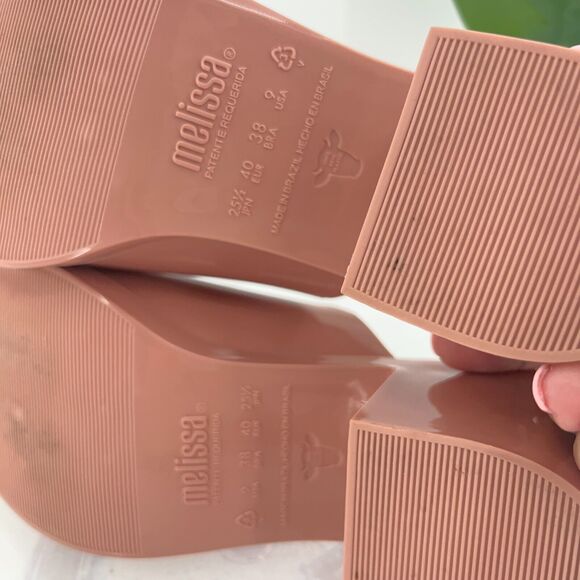 Melissa Women's Mule II Sandal Size 9 Mule Slide Nude Jelly PVC Block Heel Shoe - Picture 12 of 13